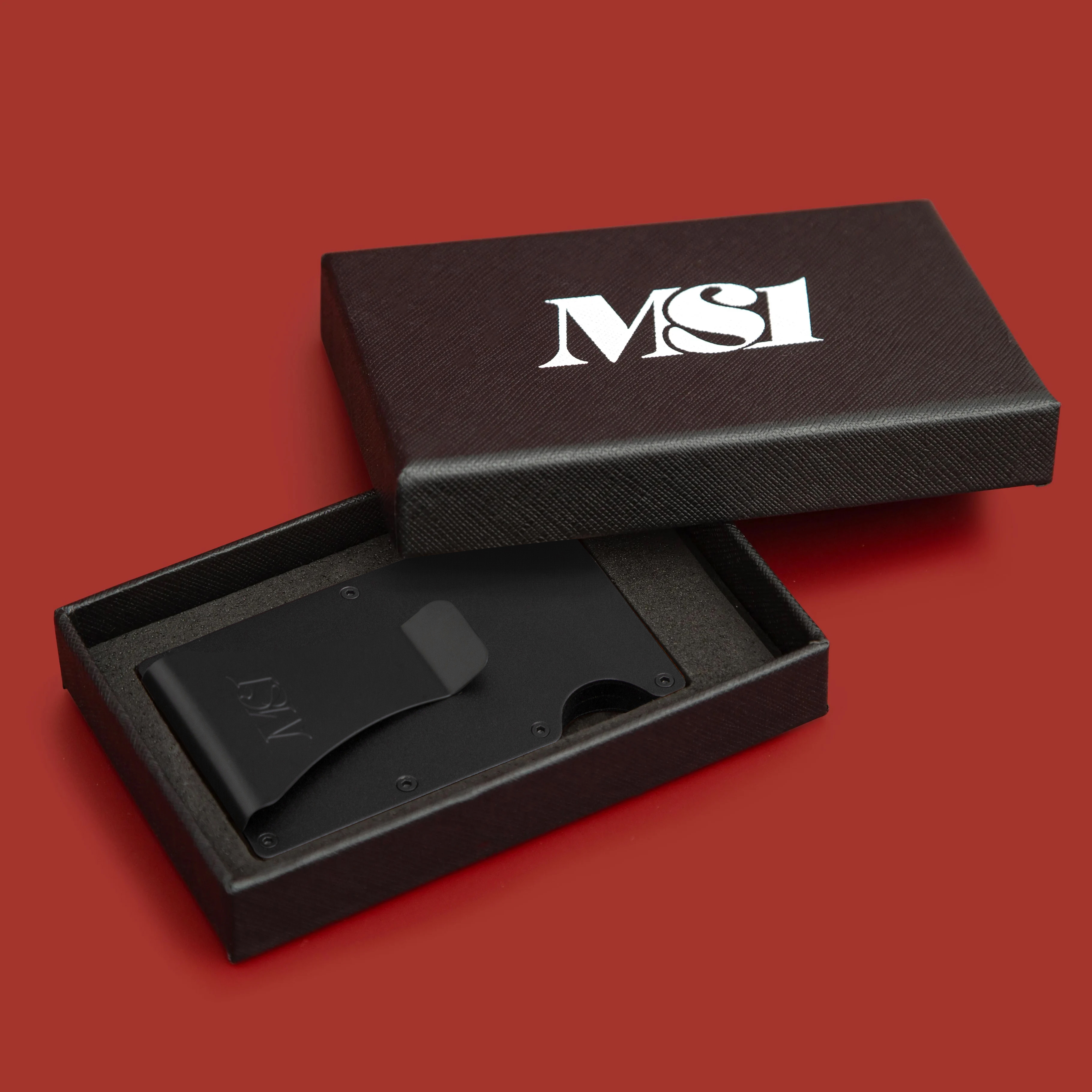 MS1 RFID Blocking Minimalist Black Aluminum Metal Wallet, Card Holder & Money Clip