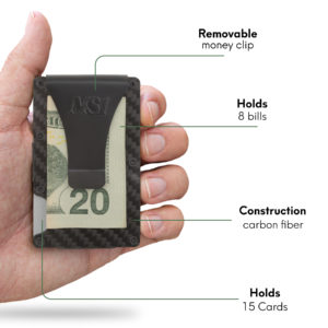 MS1 RFID Blocking Minimalist Black Carbon Fiber Wallet, Card Holder & Money Clip