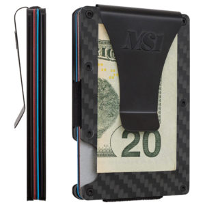 MS1 RFID Blocking Minimalist Black Carbon Fiber Wallet, Card Holder & Money Clip